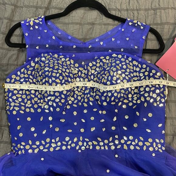 NWT Royal Blue Short Homecoming Dress Mini beaded chiffon Size L/XL - Picture 14 of 16